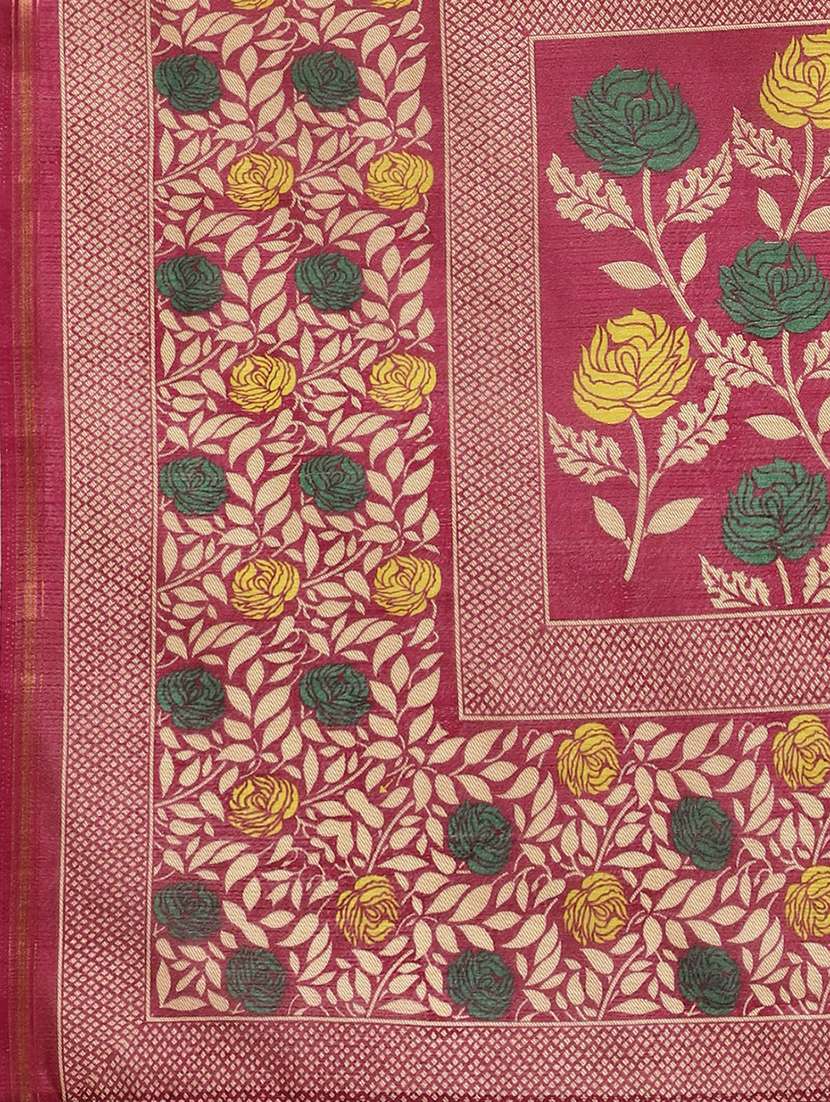 purple cotton blend printed saree with blouse - 18310267 -  Standard Image - 4