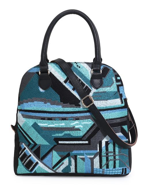 blue embroidered regular handbag - 18310302 -  Standard Image - 0