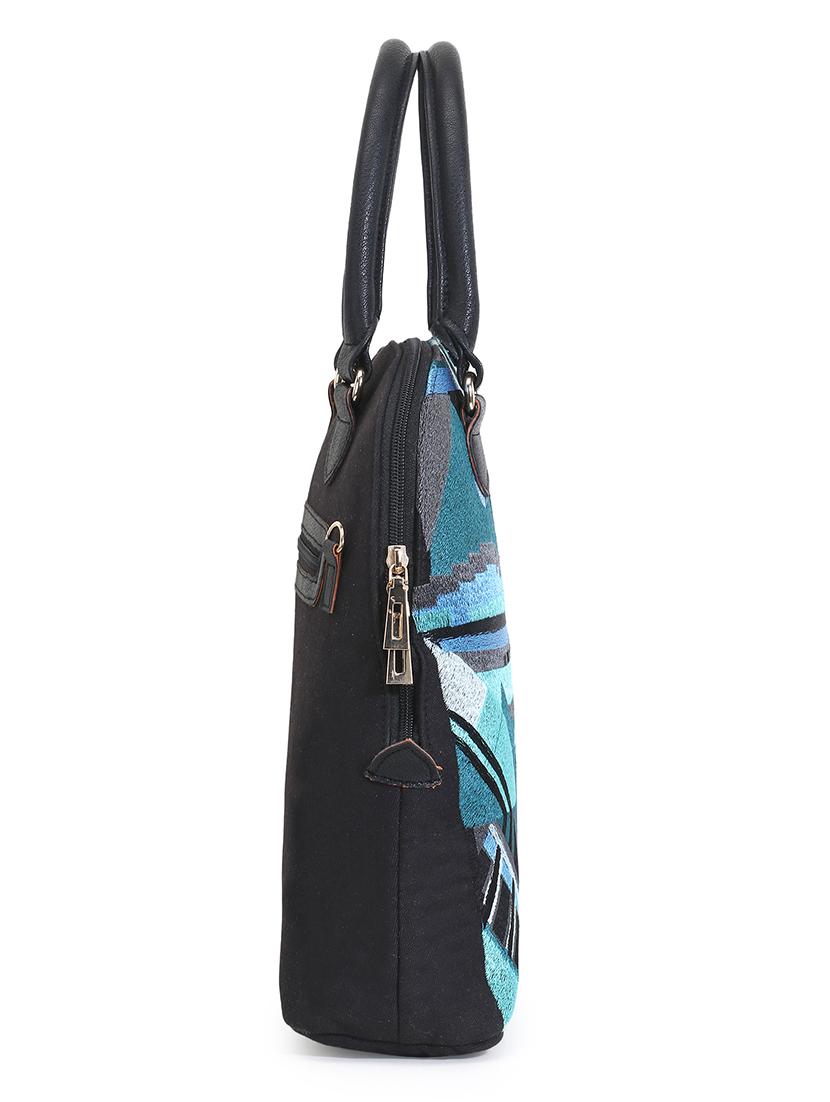 blue embroidered regular handbag - 18310302 - Standard Image - 4