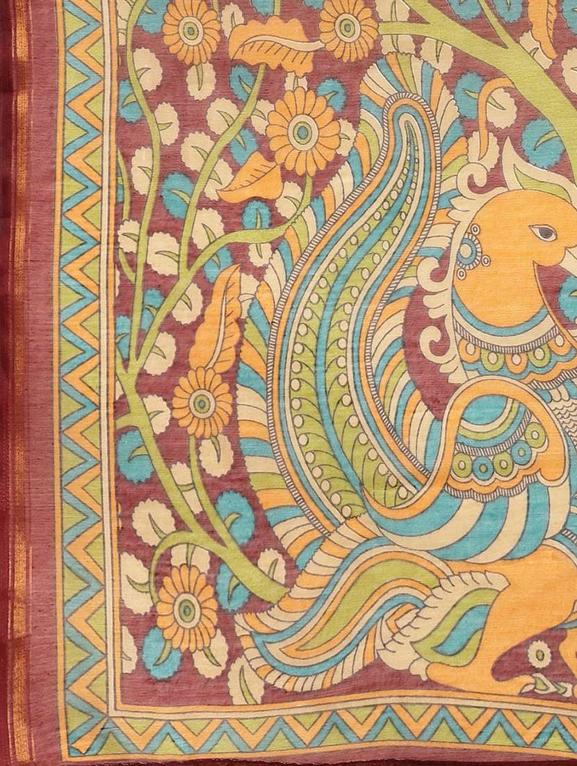 women's batik maroon colored saree - 18310347 -  Standard Image - 4