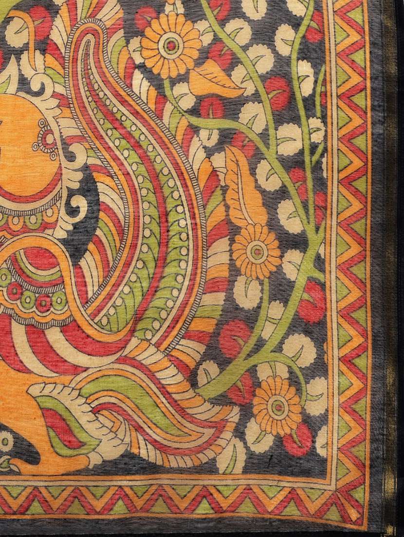 navy cotton blend printed saree - 18310348 -  Standard Image - 4