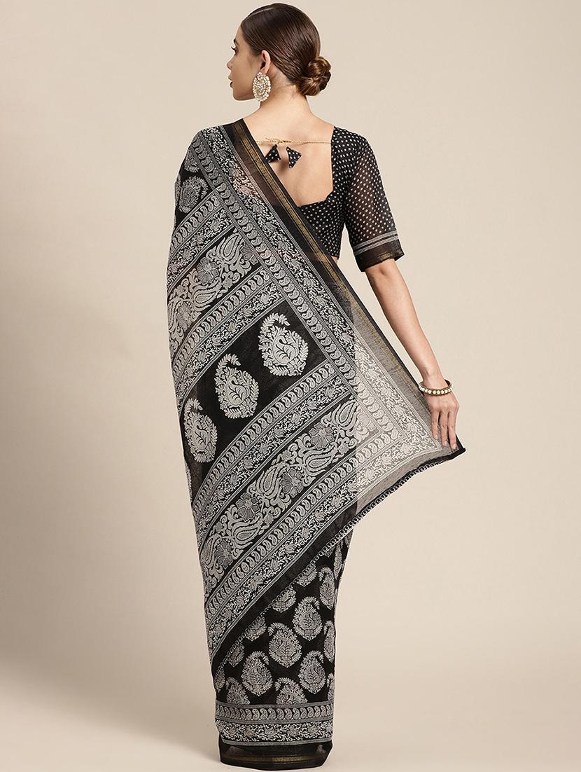women's paisley black colored saree - 18310350 - Standard Image - 1