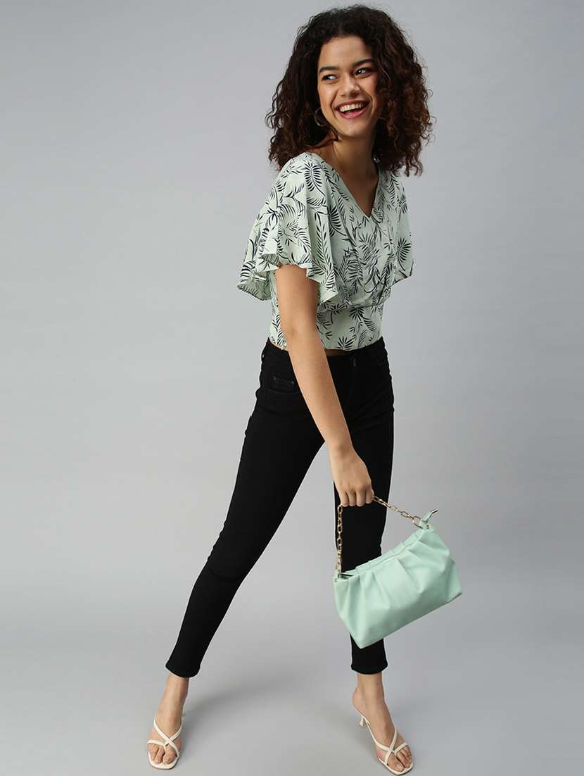 women's crop v neck top - 18310411 -  Standard Image - 4