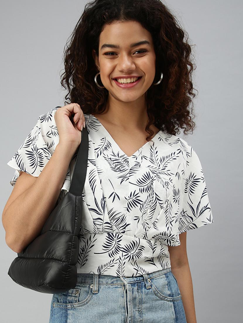 women's ruffle v neck top - 18310412 - Standard Image - 1