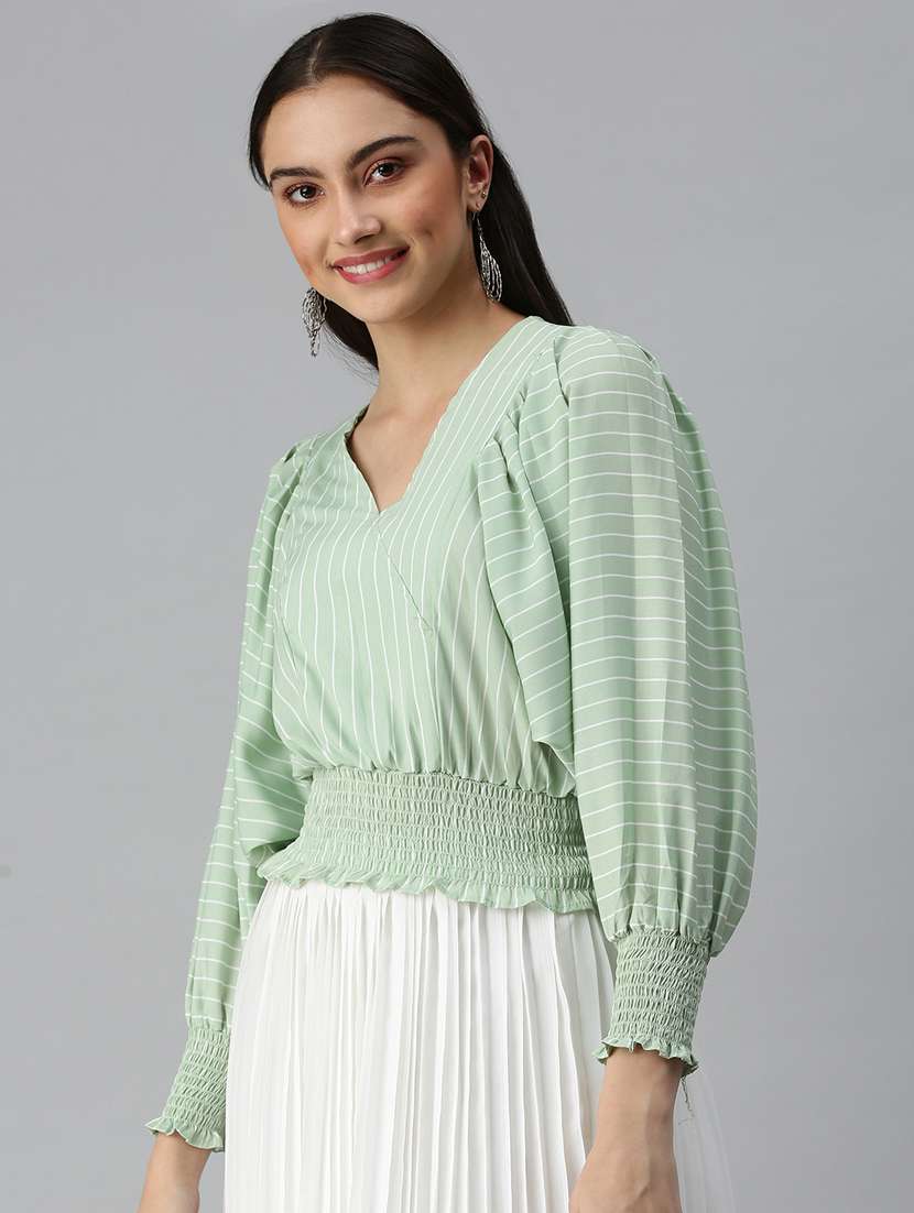 women's blouson v neck top - 18310415 -  Standard Image - 1