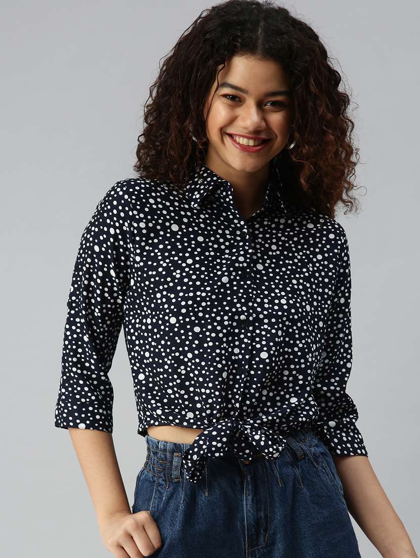 women's crop collared top - 18310416 -  Standard Image - 1