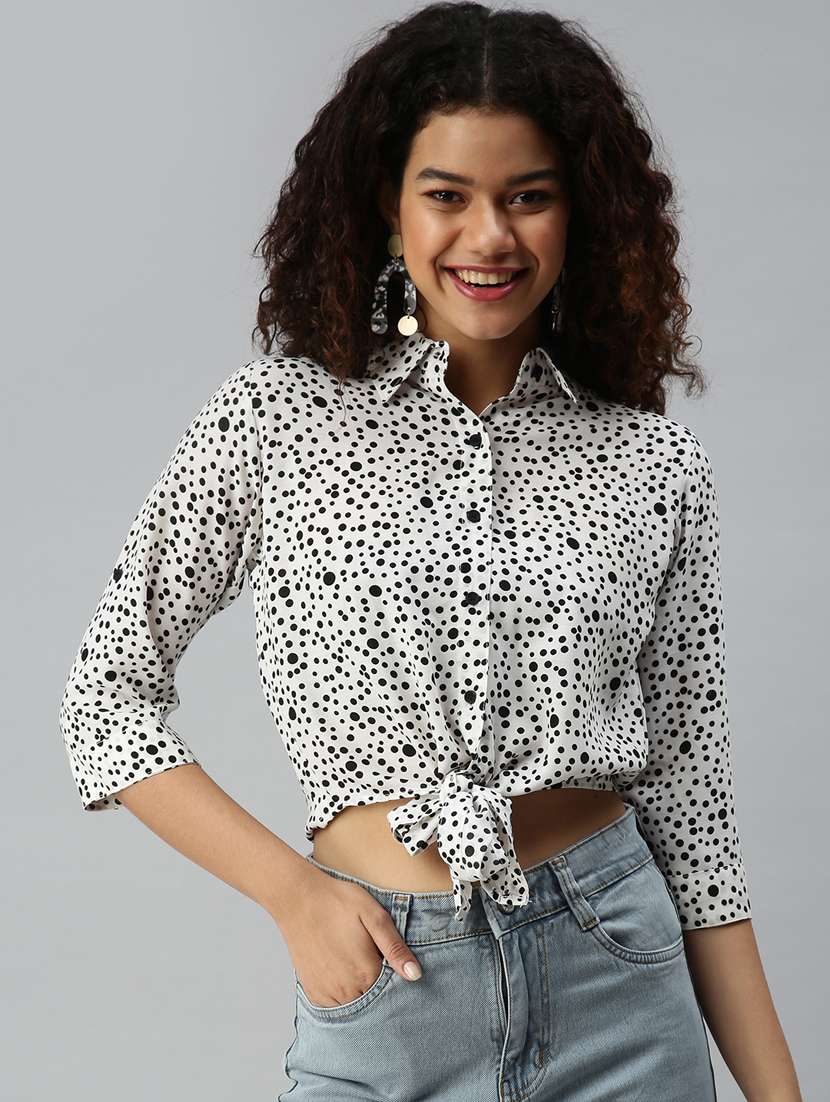 women's crop collared top