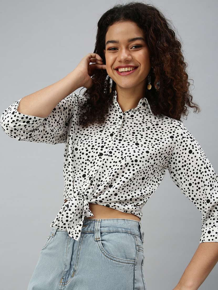 women's crop collared top - 18310417 -  Standard Image - 1