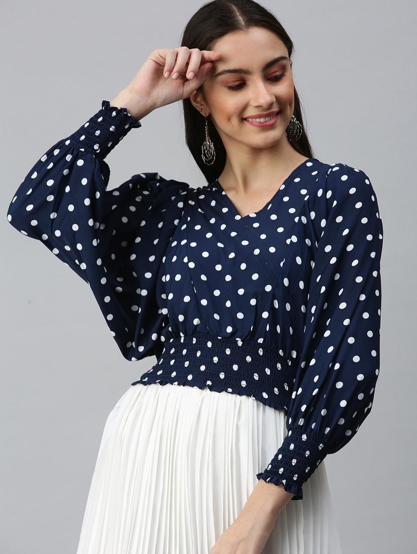 women's blouson v neck top - 18310421 - Standard Image - 1