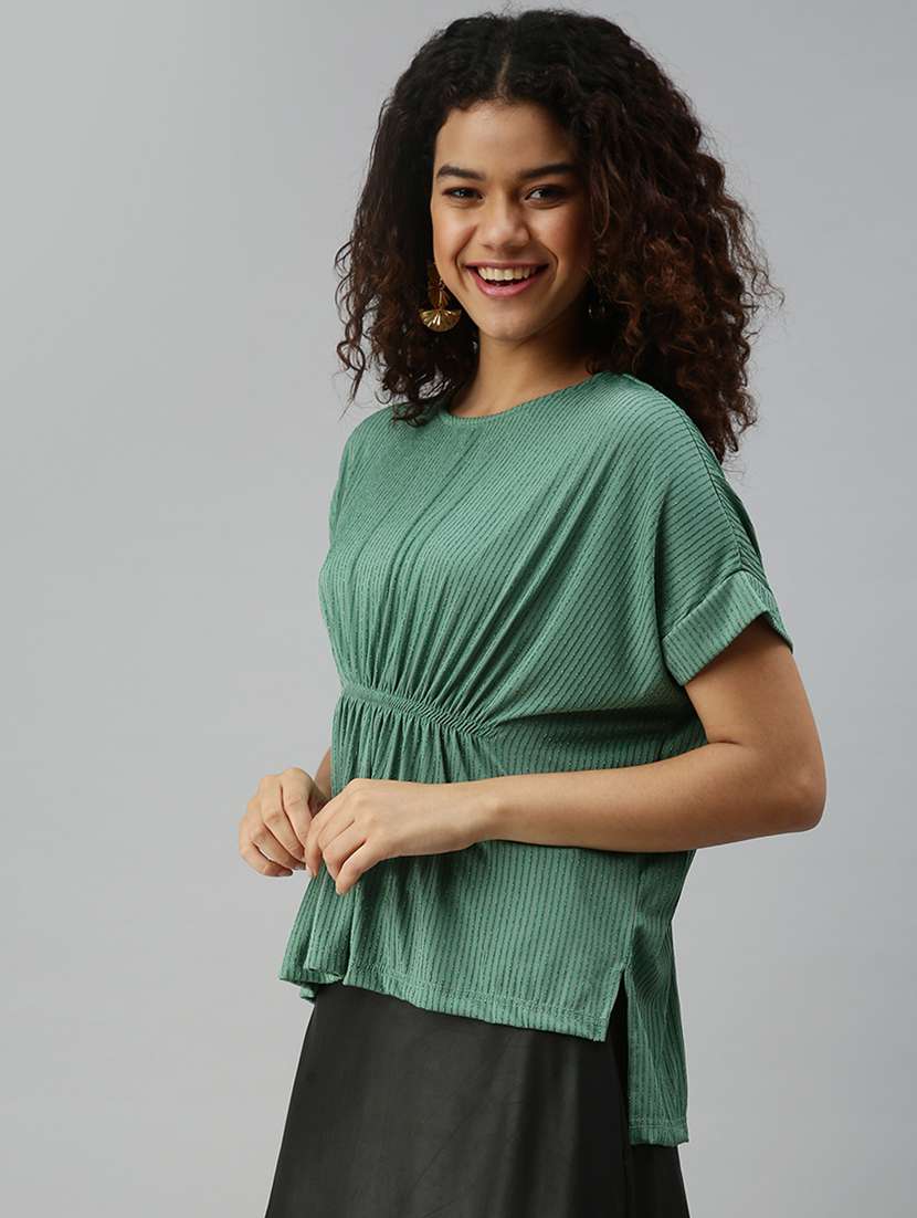 women's peplum round neck top - 18310427 -  Standard Image - 1