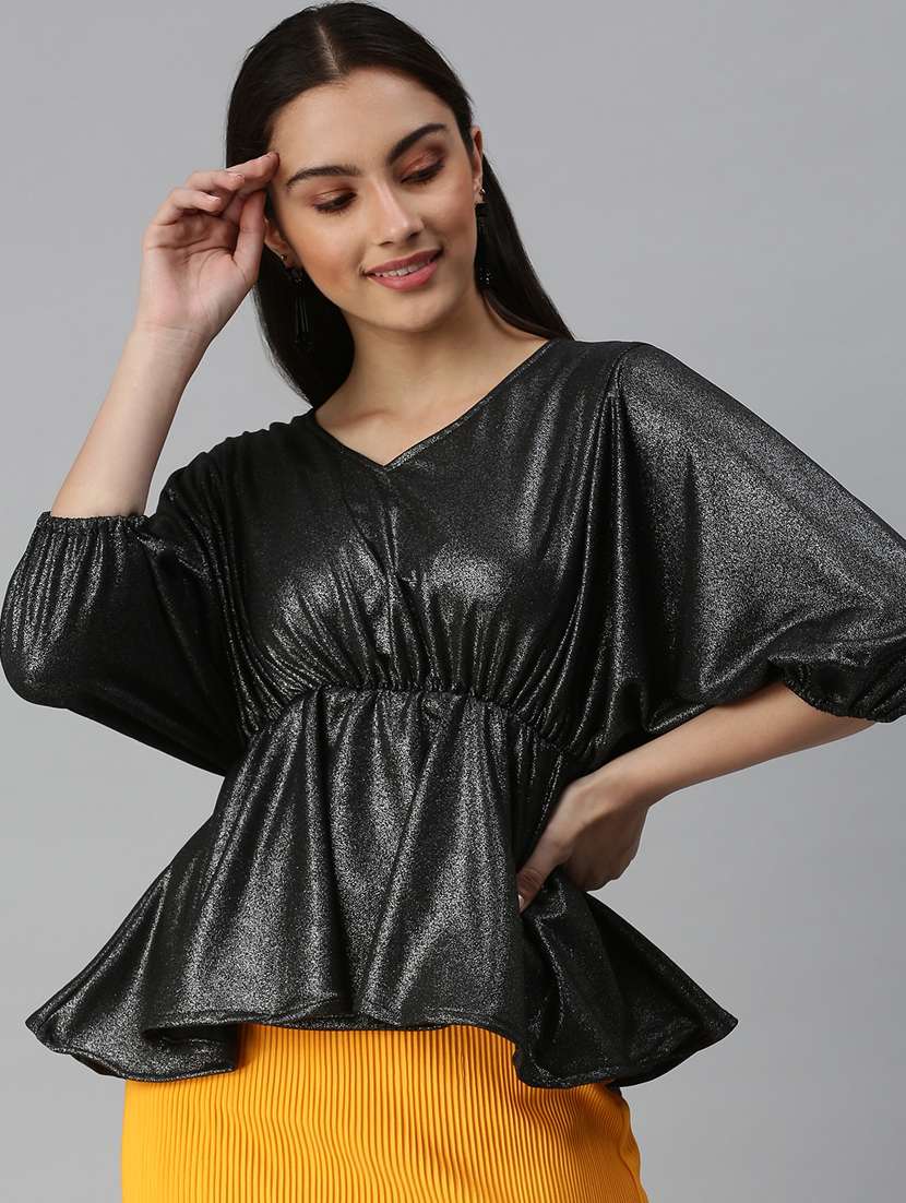 women's peplum v neck top - 18310443 -  Standard Image - 1