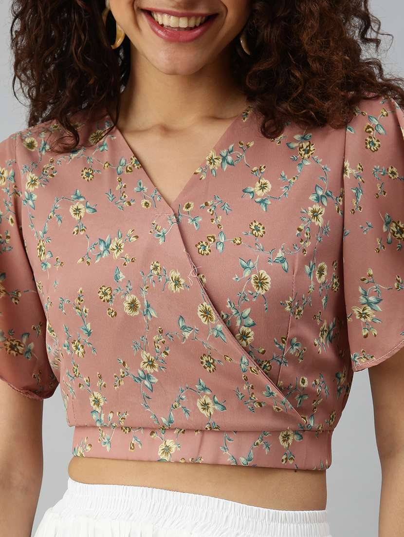 women's blouson overlap neck top - 18310455 -  Standard Image - 4