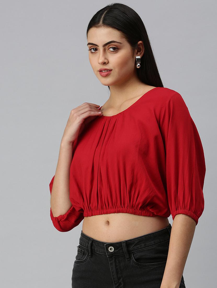 women's blouson round neck top - 18310467 -  Standard Image - 1