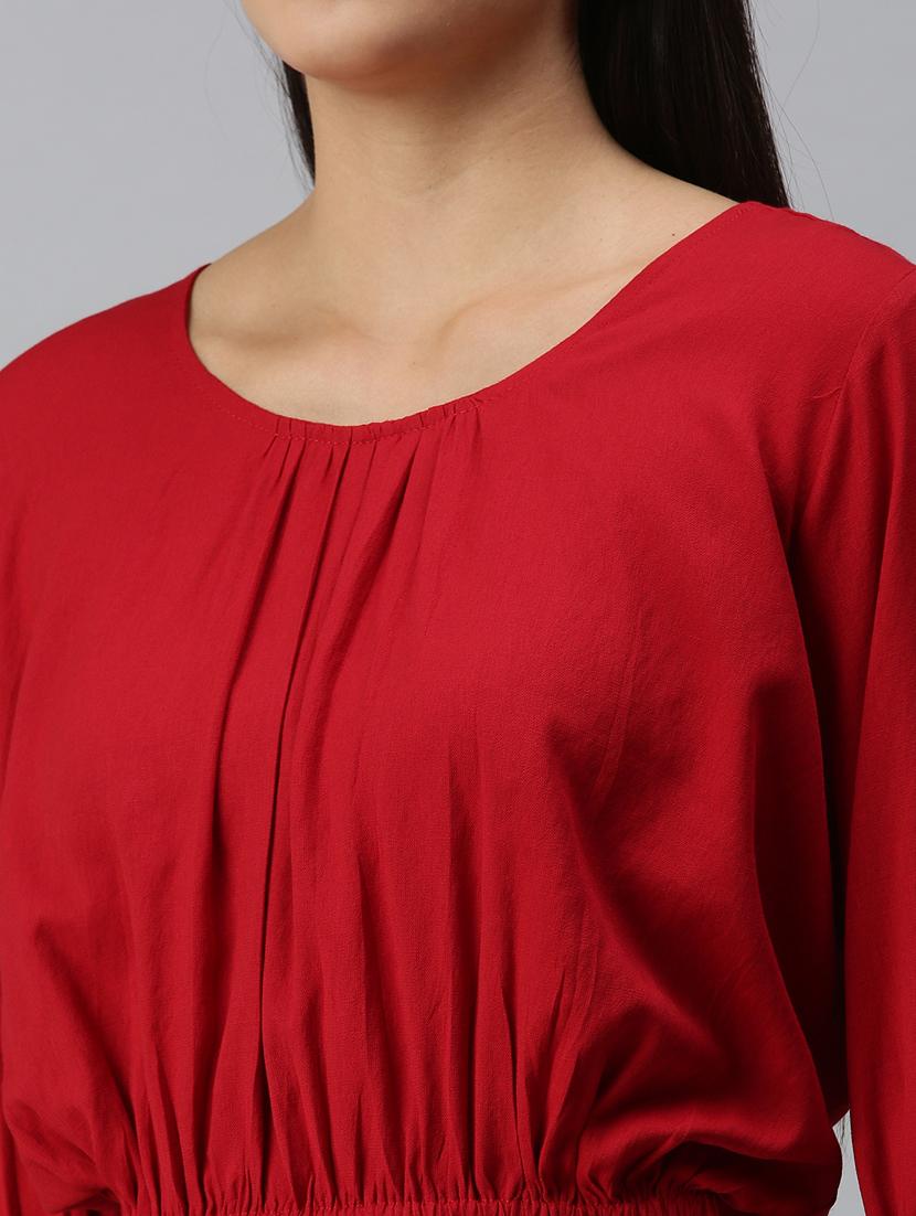 women's blouson round neck top - 18310467 - Standard Image - 4
