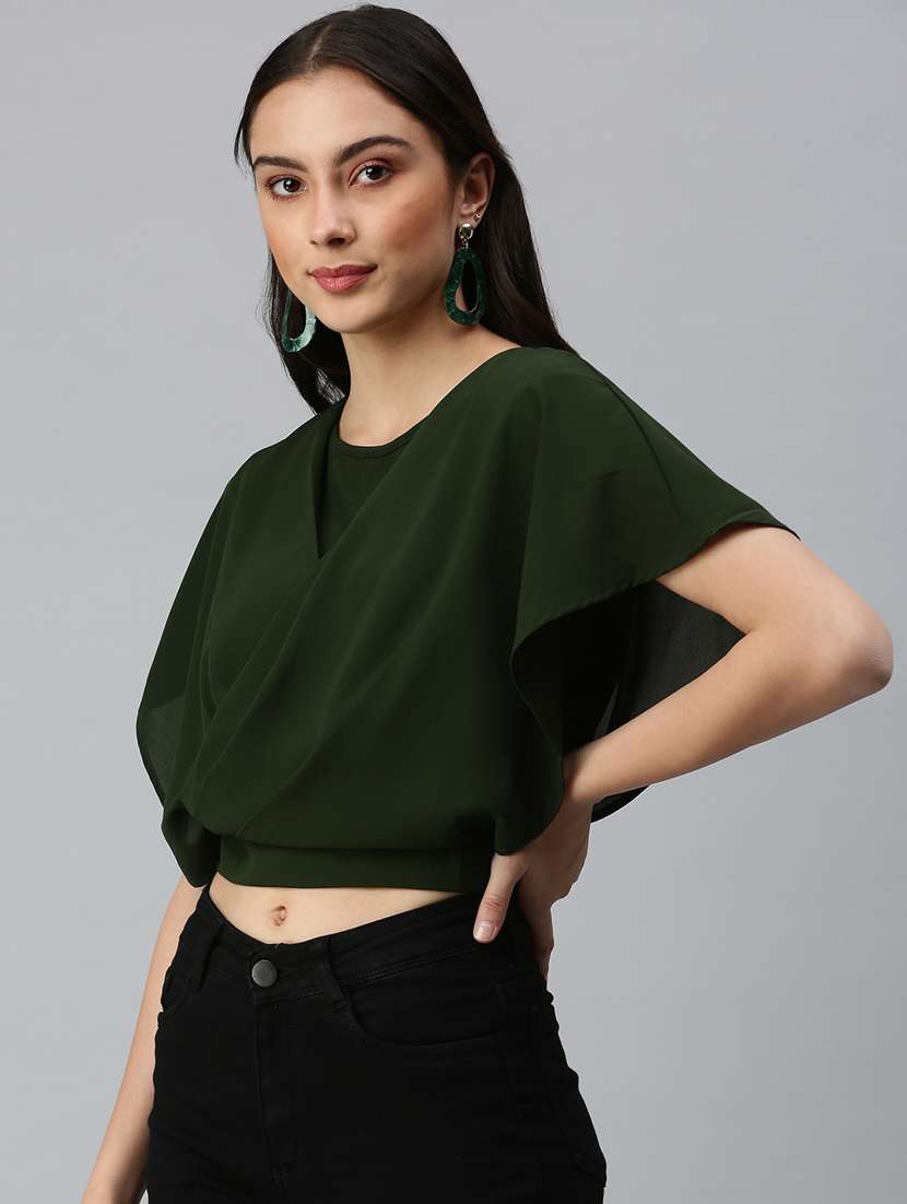 women's crop round neck top - 18310473 -  Standard Image - 1