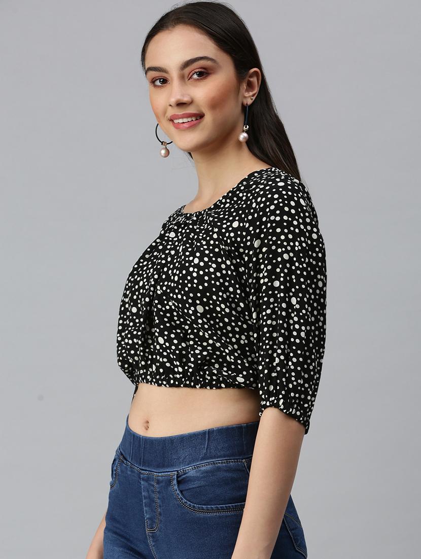 women's blouson round neck top - 18310477 - Standard Image - 1