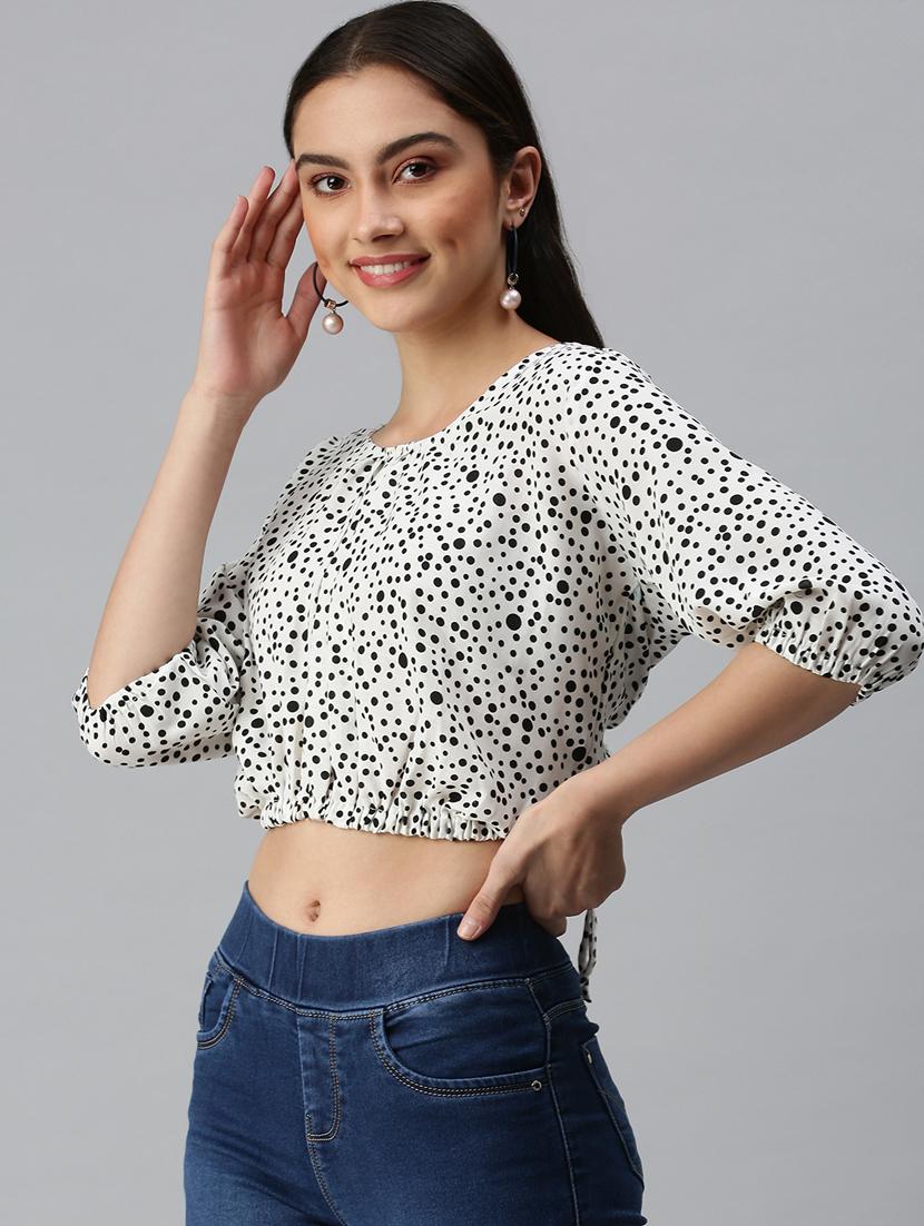 women's crop round neck top - 18310478 -  Standard Image - 1