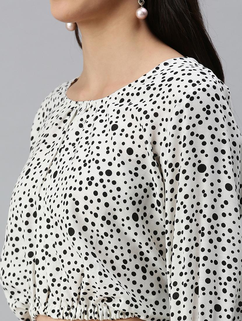 women's crop round neck top - 18310478 - Standard Image - 4