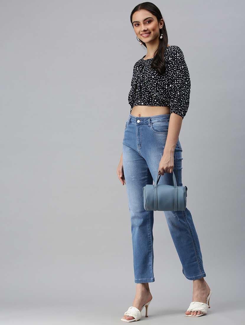 women's crop round neck top - 18310479 - Standard Image - 4