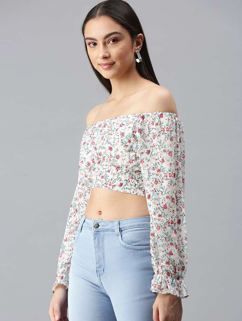 women's crop off shoulder top - 18310483 -  Standard Image - 1