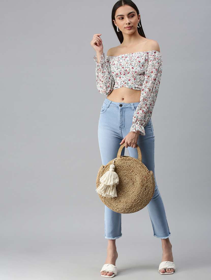 women's crop off shoulder top - 18310483 - Standard Image - 4