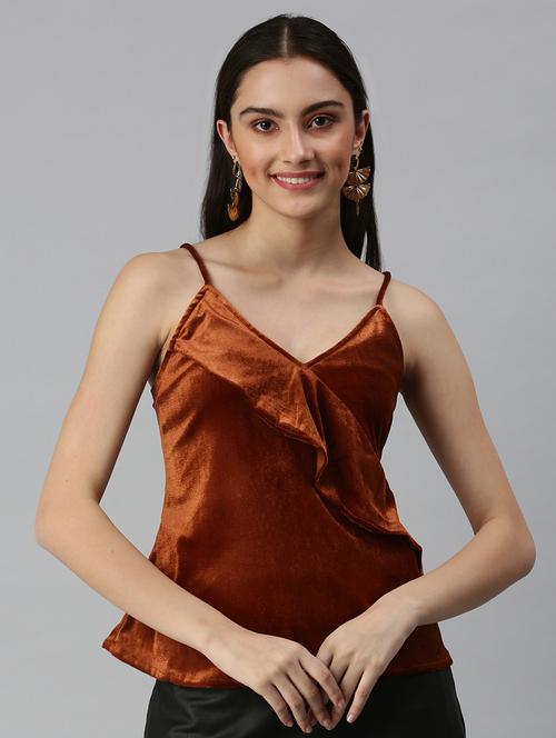 women's ruffle v neck top - 18310491 -  Standard Image - 0
