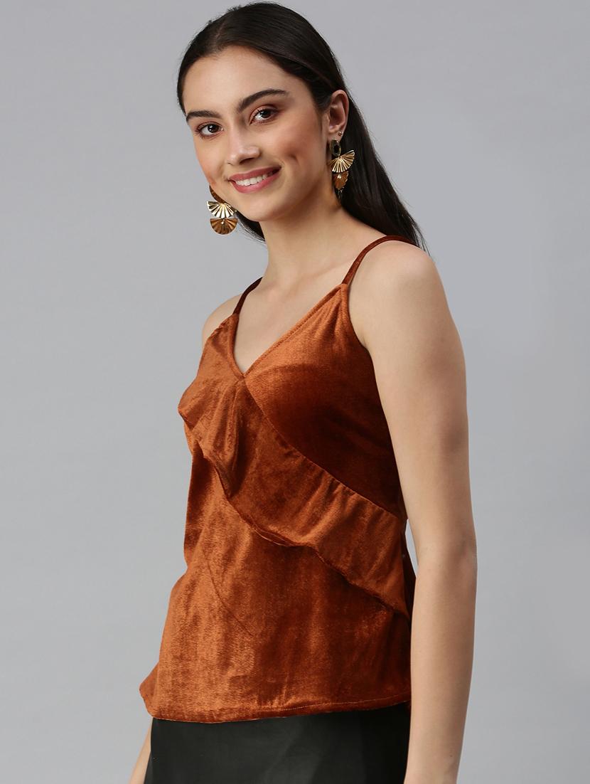 women's ruffle v neck top - 18310491 - Standard Image - 1