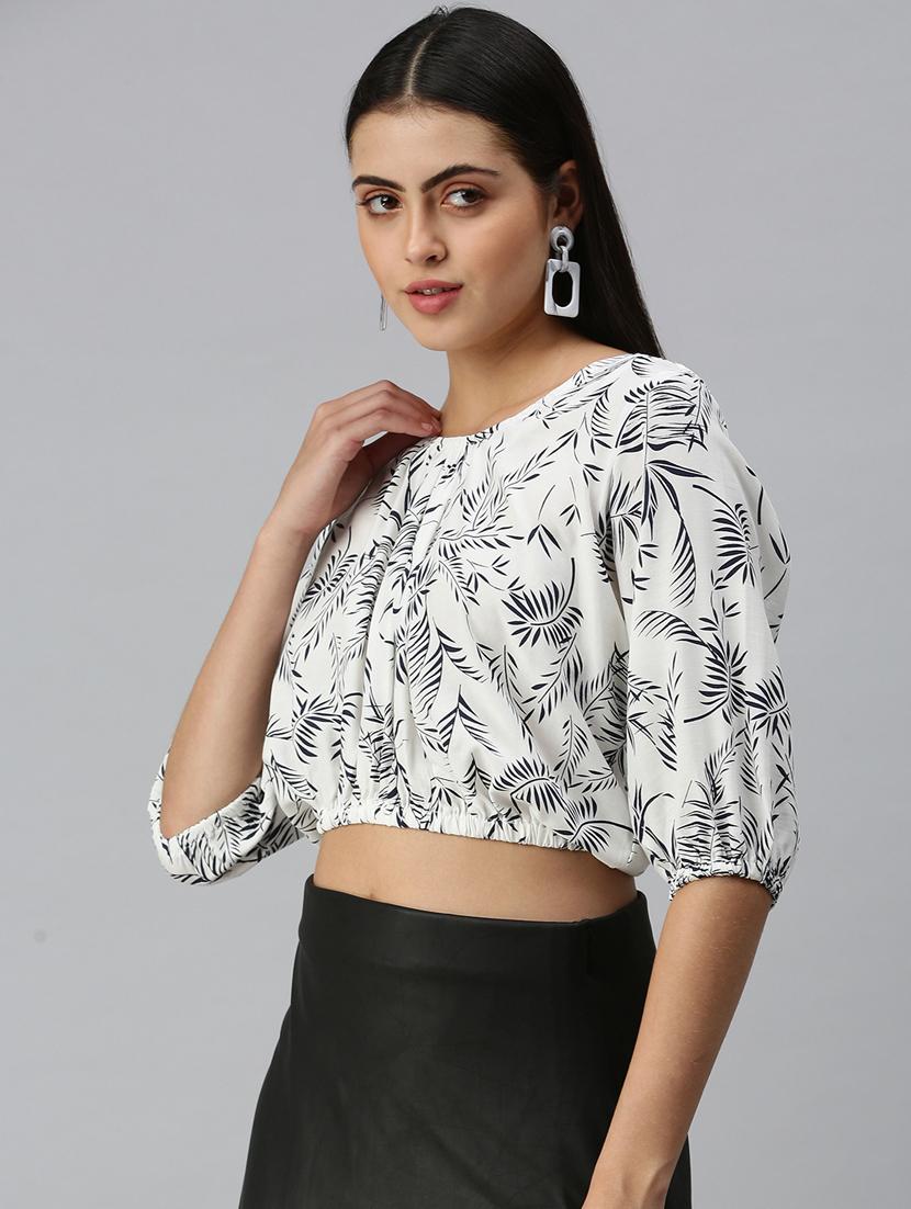 women's blouson round neck top - 18310494 - Standard Image - 1
