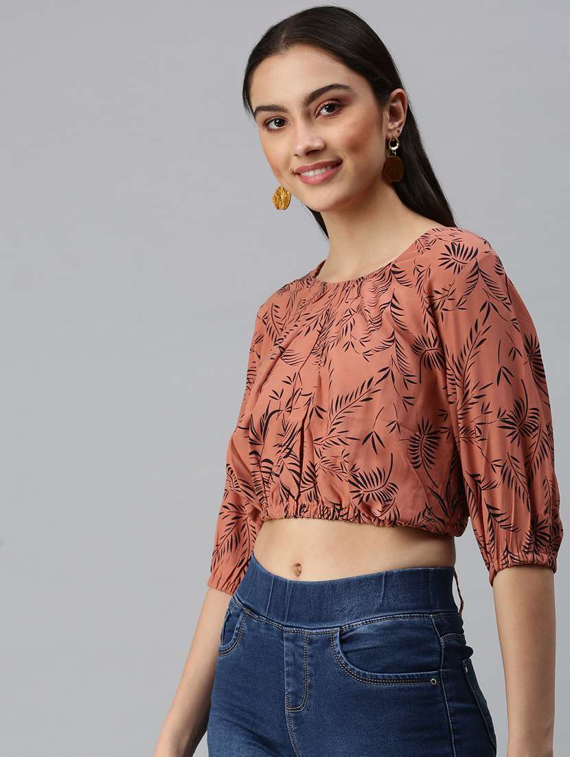 women's blouson round neck top - 18310496 -  Standard Image - 1