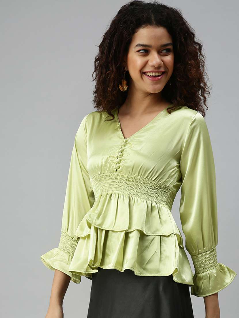 women's peplum v neck top - 18310507 -  Standard Image - 1