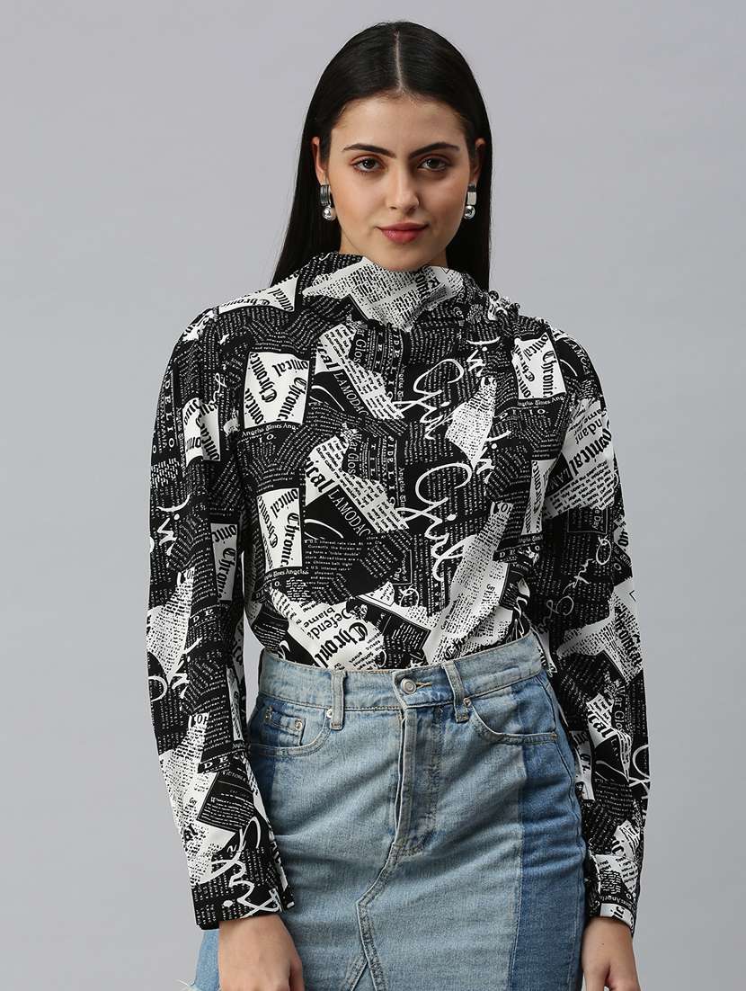 women's straight high neck top