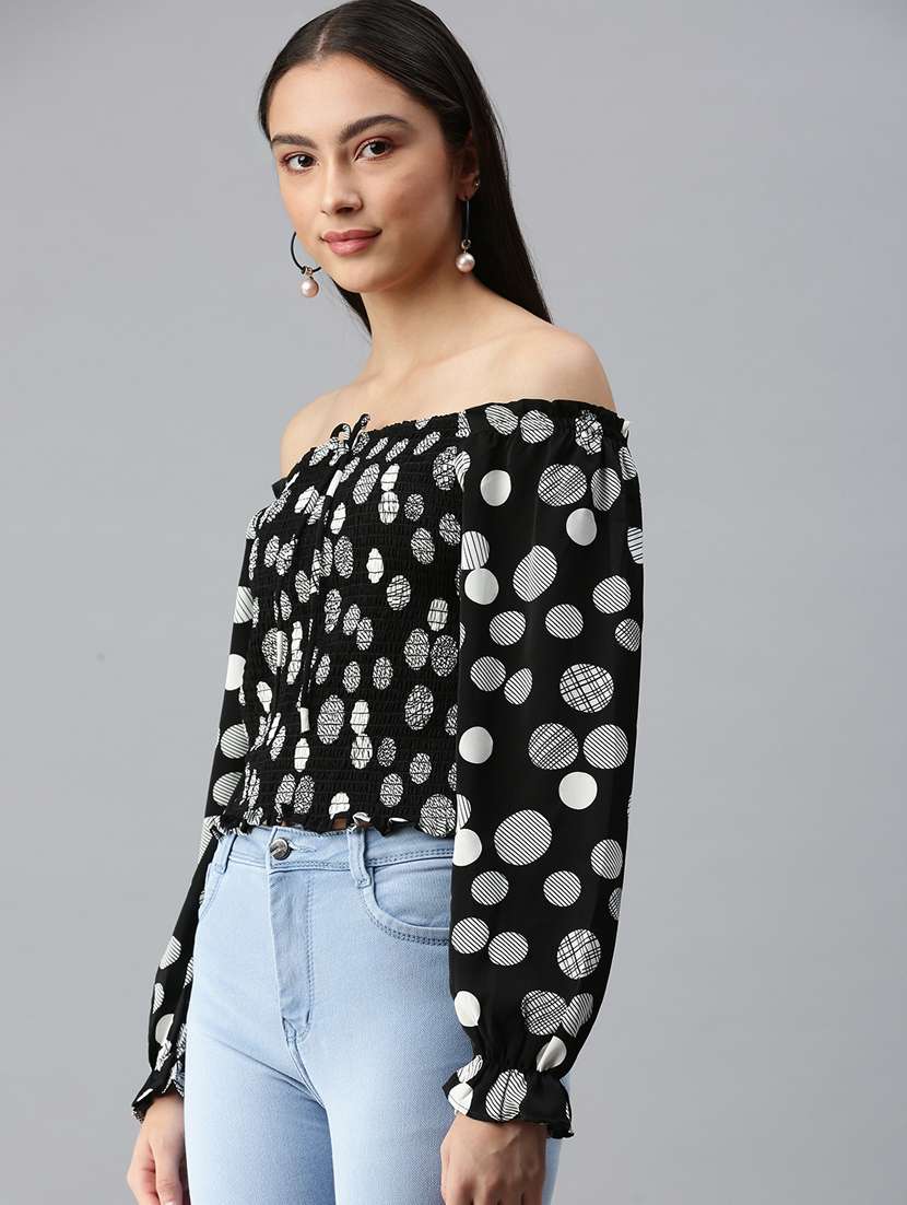women's printed off shoulder top - 18310520 -  Standard Image - 1