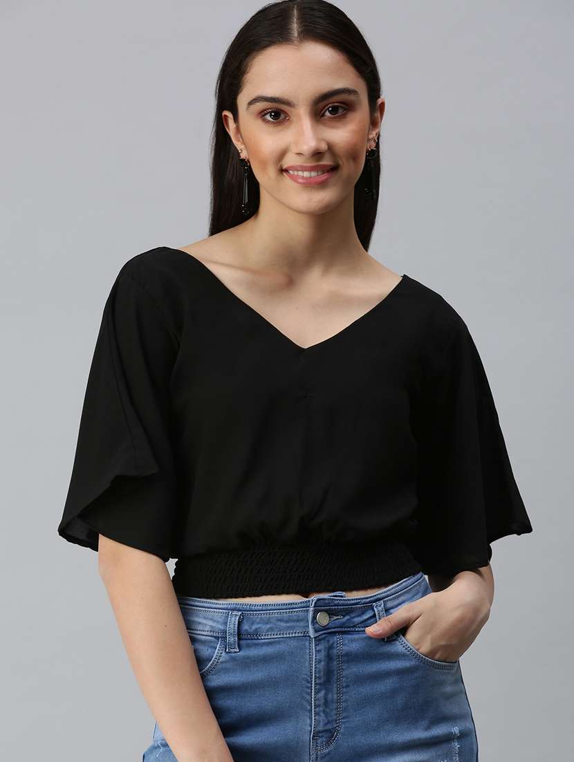 women's blouson v neck top - 18310527 - Zoom Image - 0