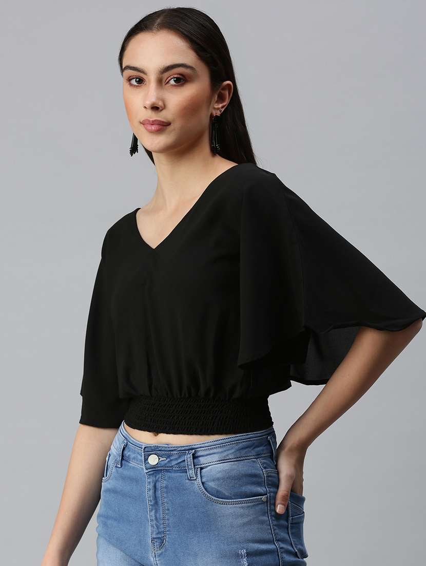 women's blouson v neck top - 18310527 -  Standard Image - 1