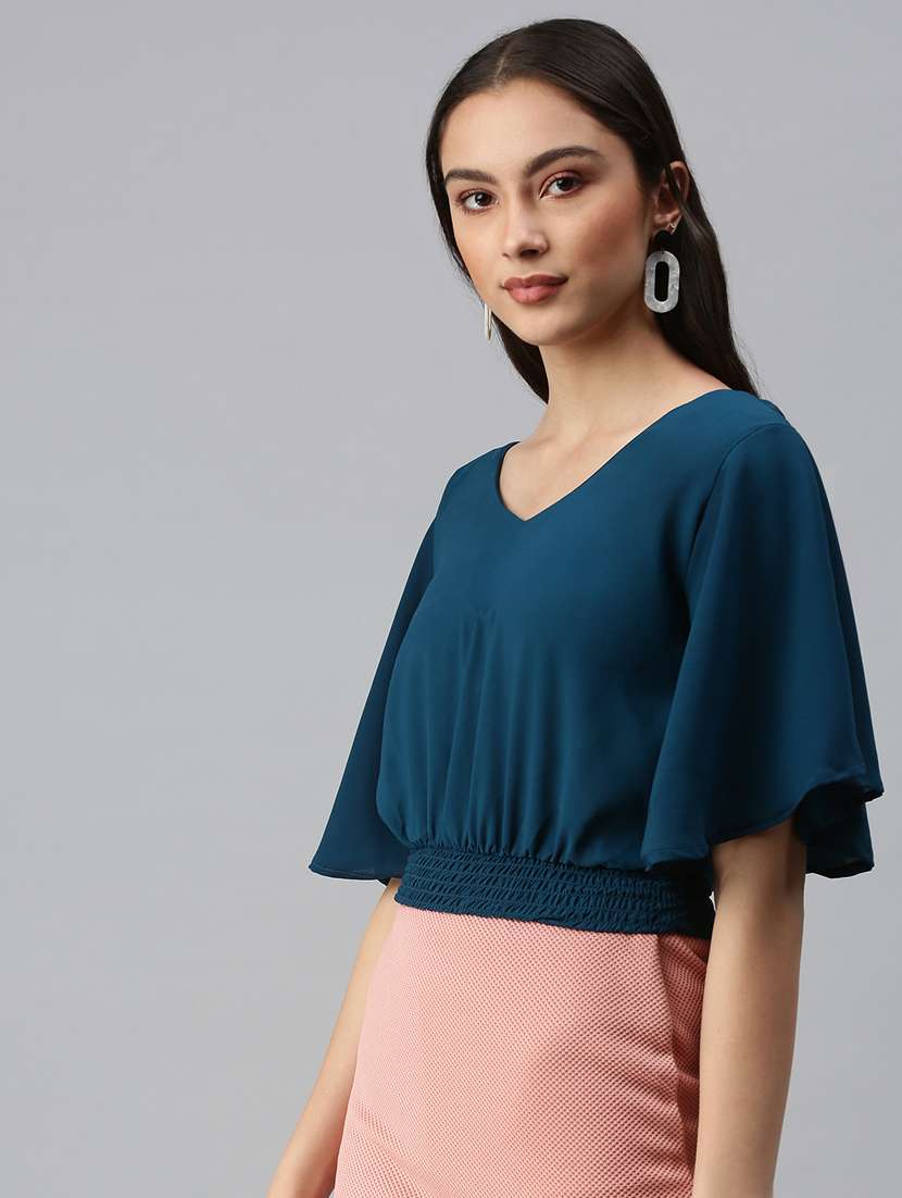 women's blouson v neck top - 18310530 -  Standard Image - 1