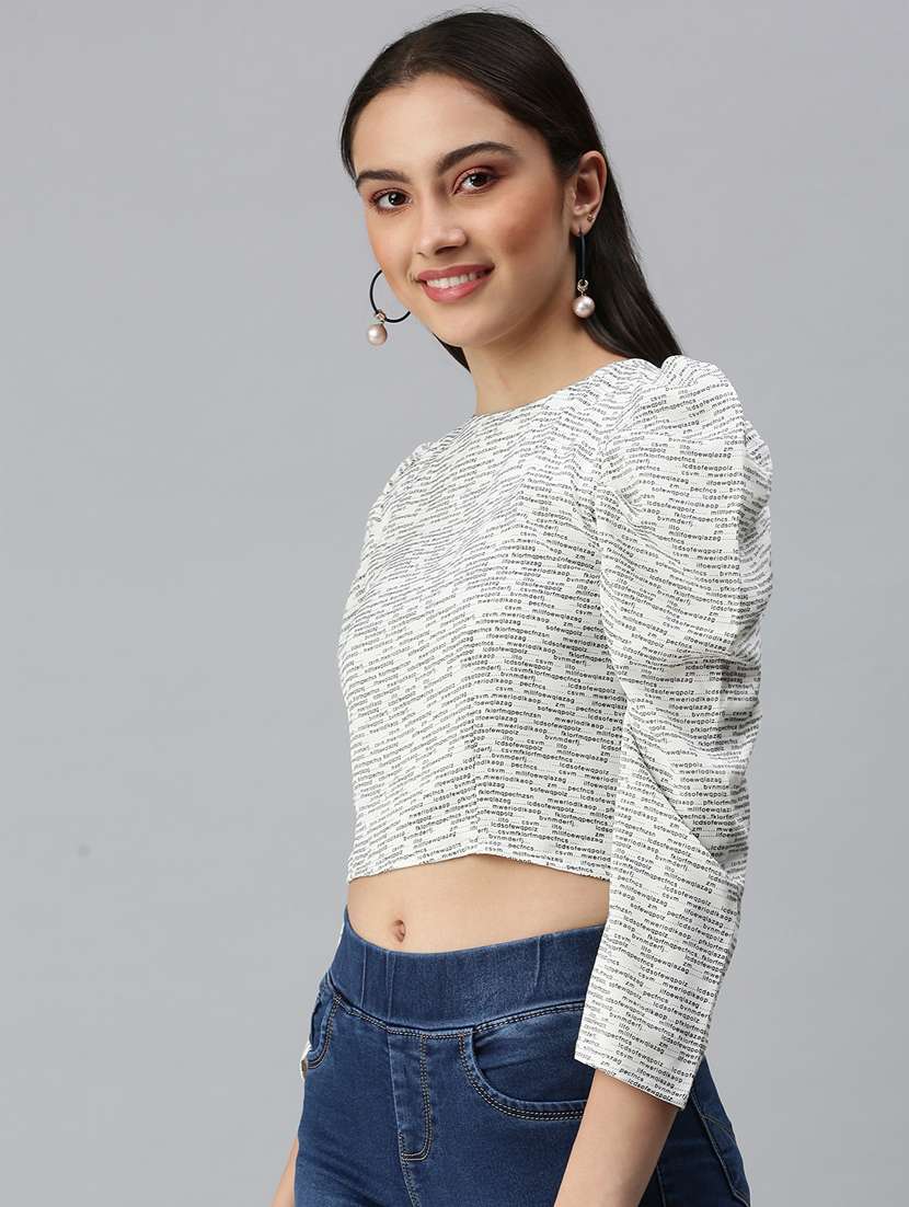 women's crop round neck top - 18310532 -  Standard Image - 1