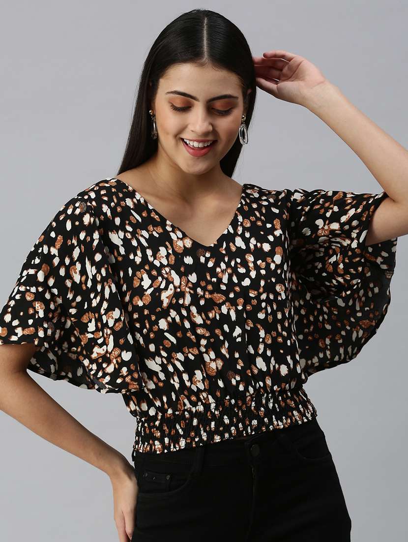 women's straight v neck top - 18310538 - Standard Image - 1