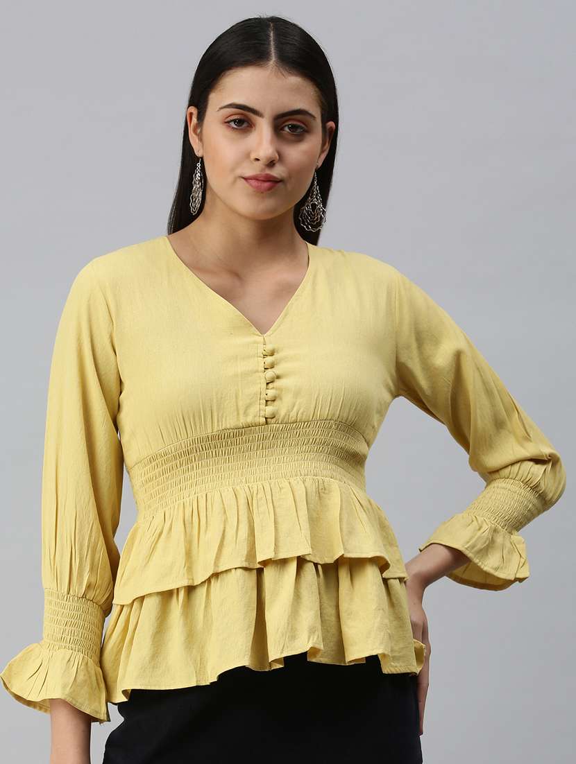women's peplum v neck top