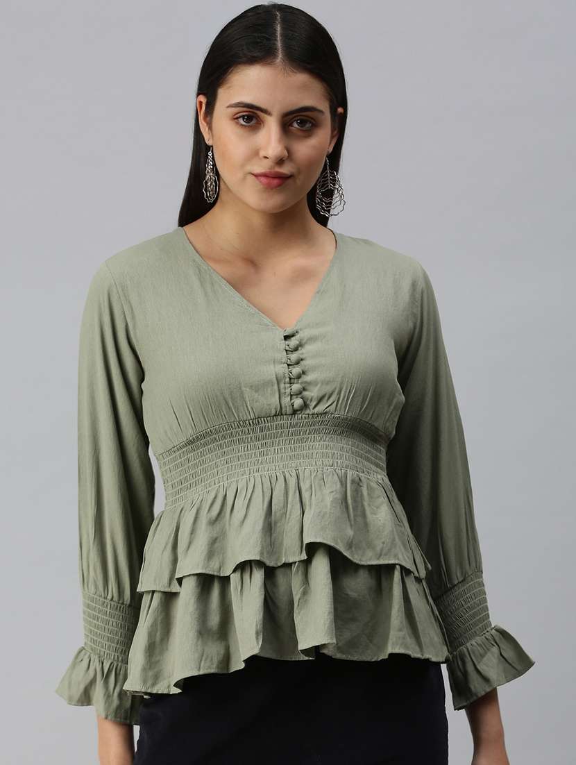 women's peplum v neck top