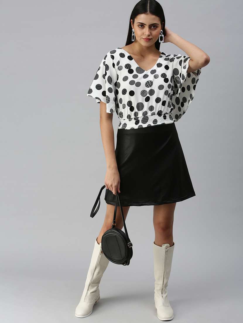 women's white printed v neck top - 18310557 -  Standard Image - 4