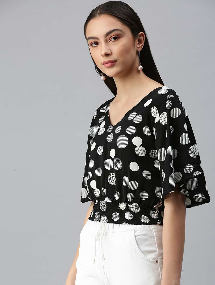 women's blouson v neck top - 18310558 -  Standard Image - 1