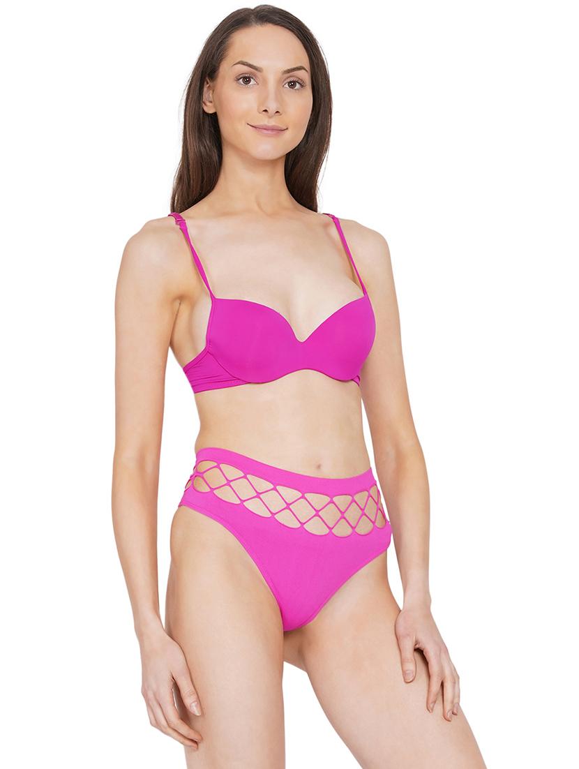 pink solid bikini - 18311934 - Standard Image - 1