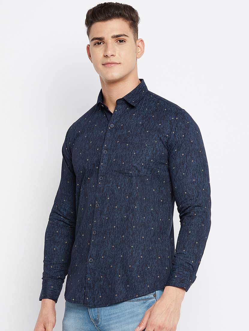 navy blue printed casual shirt - 18312042 -  Standard Image - 1