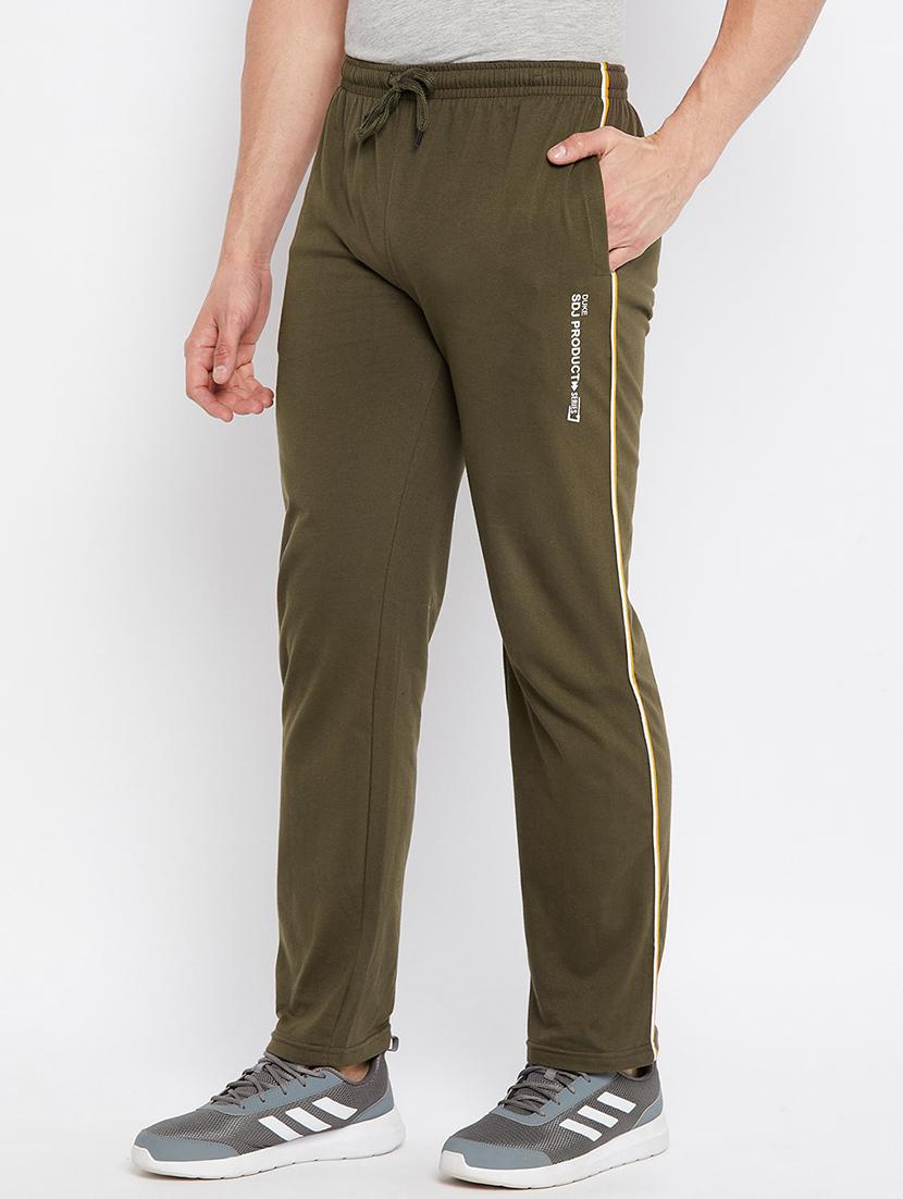 olive-green solid full length track pant - 18312057 - Standard Image - 1