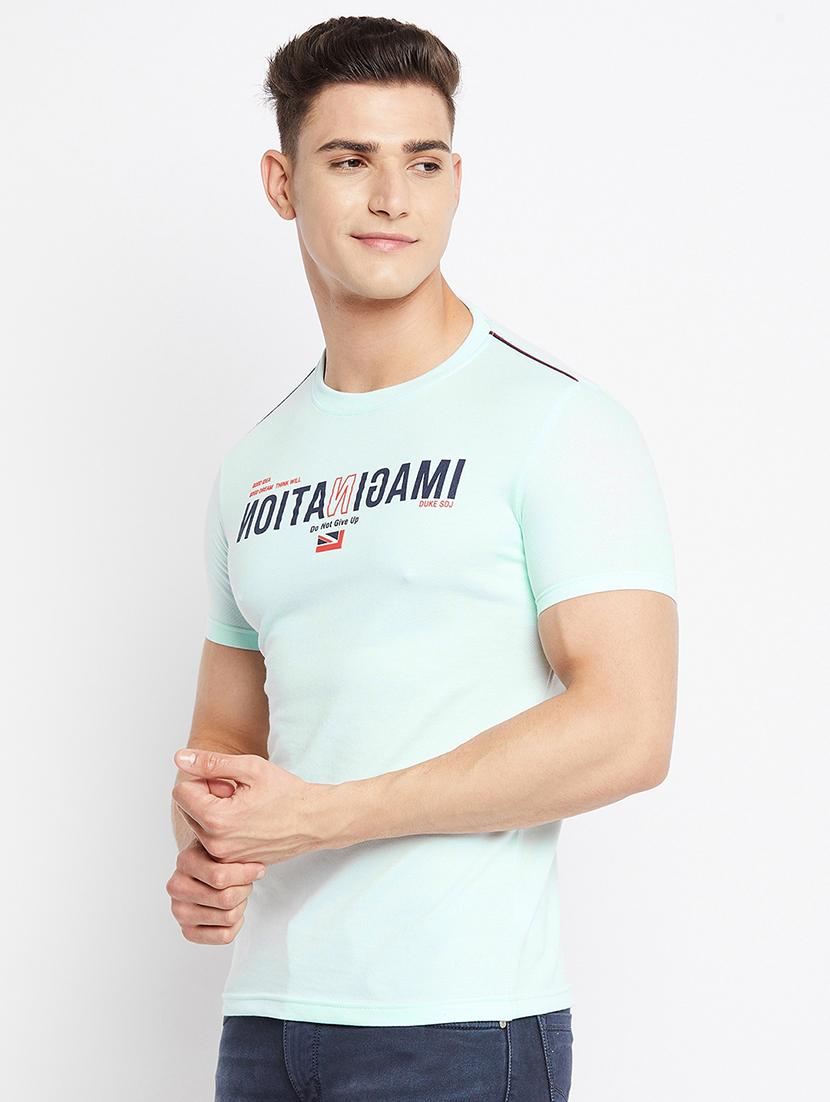 light blue chest printed t-shirt - 18312072 - Standard Image - 1