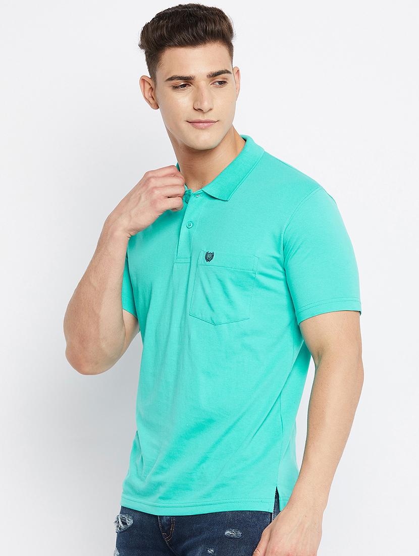 turquoise solid polo t-shirt - 18312079 -  Standard Image - 1