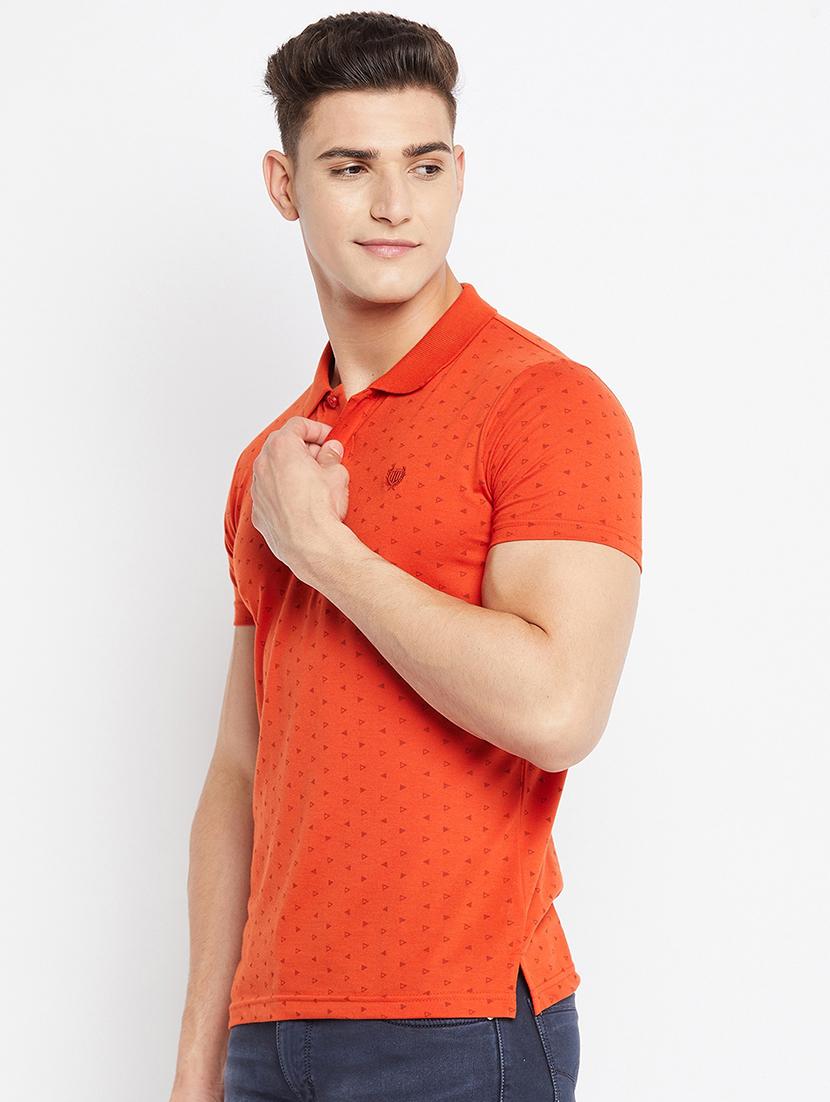 orange printed polo t-shirt - 18312081 -  Standard Image - 1
