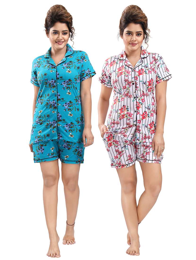 pack of 2 multi coloured printed shorts set 