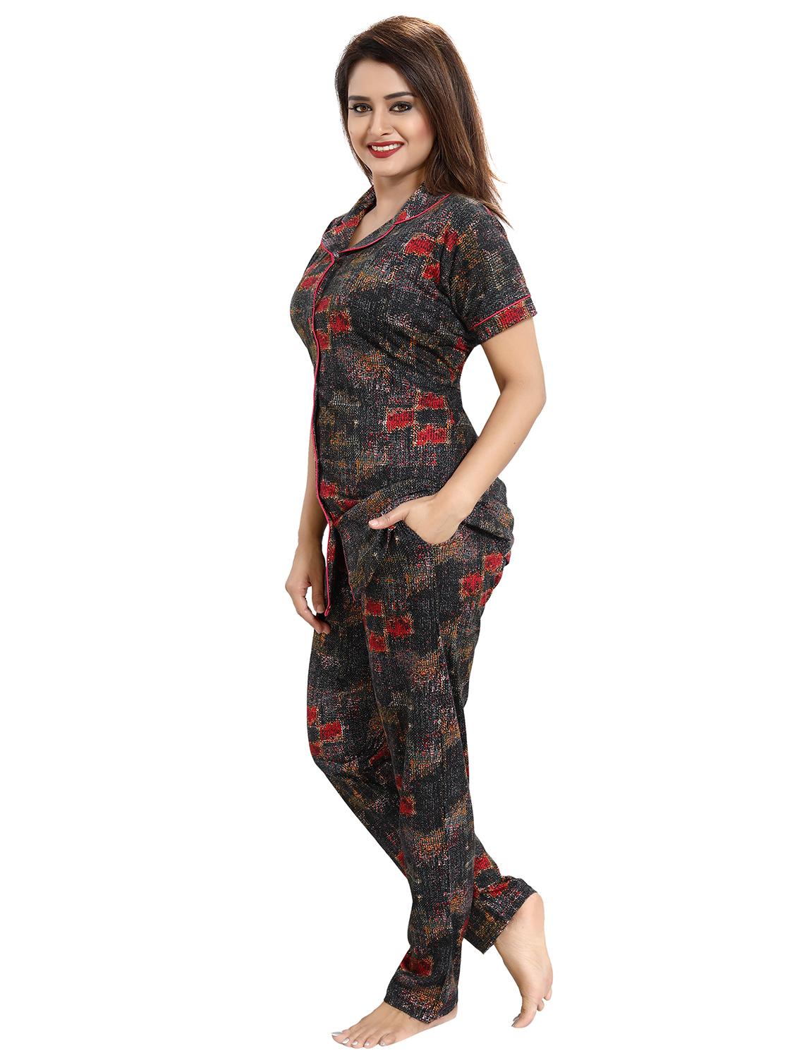 shirt collar abstract nightwear pajama set - 18312135 - Standard Image - 1