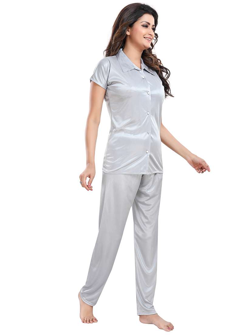 women solid nightwear pajama set  - 18312162 -  Standard Image - 1